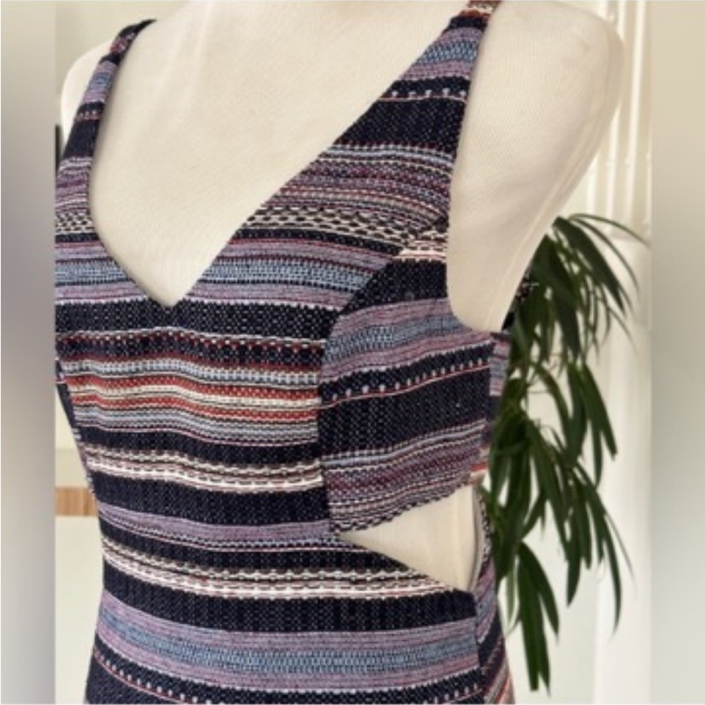Striped Multicolor Sleeveless Cutout Dress
